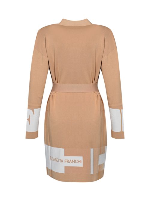 Cardigan in viscosa con bande logo Honey/Avorio Elisabetta Franchi | MK02S56E2EG1